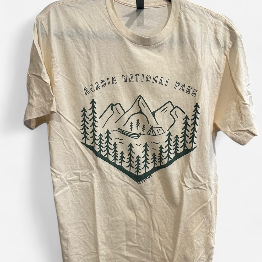 Cream and green Acadia National Park tee